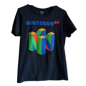 Nintendo 64 100% Cotton Graphic T-shirt Short Sleeve Black Medium Gamer Game